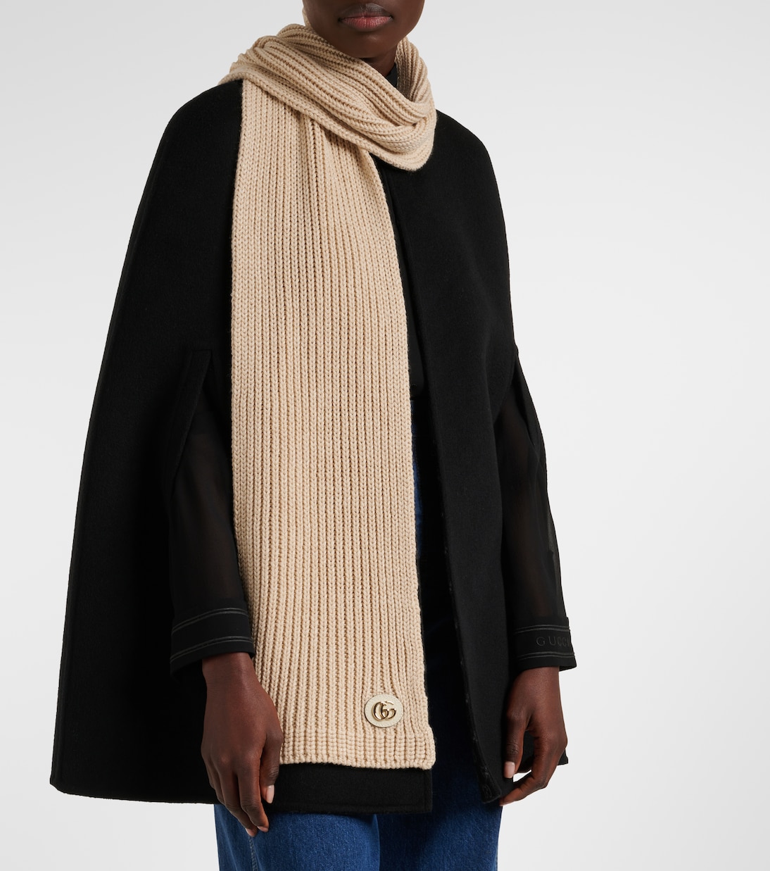 Sciarpa in misto lana a trecce | Gucci