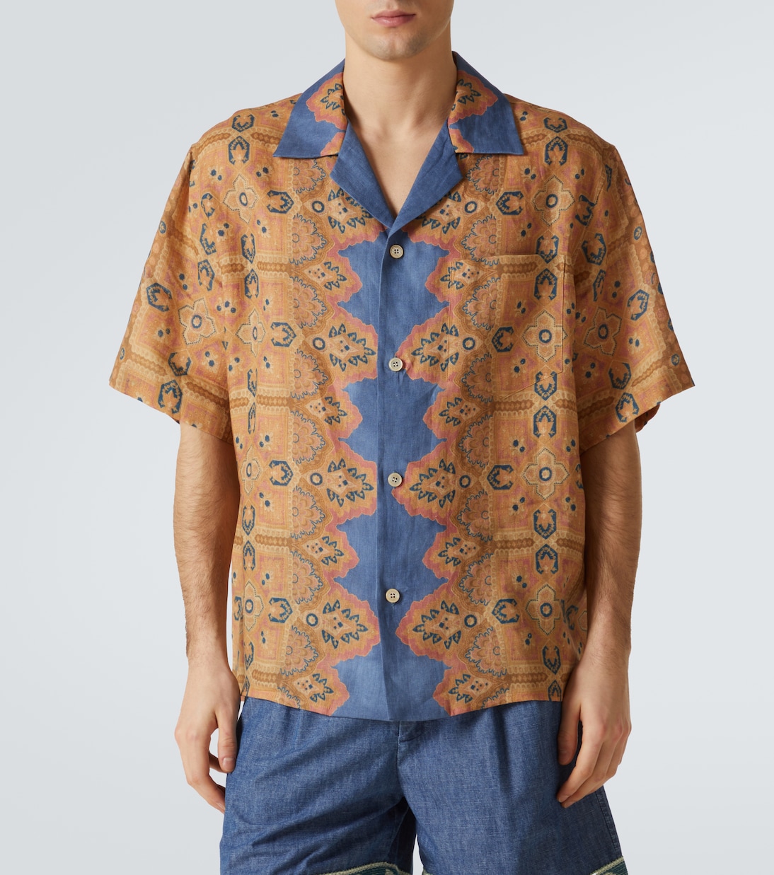 Camicia bowling in lino con stampa | Valentino