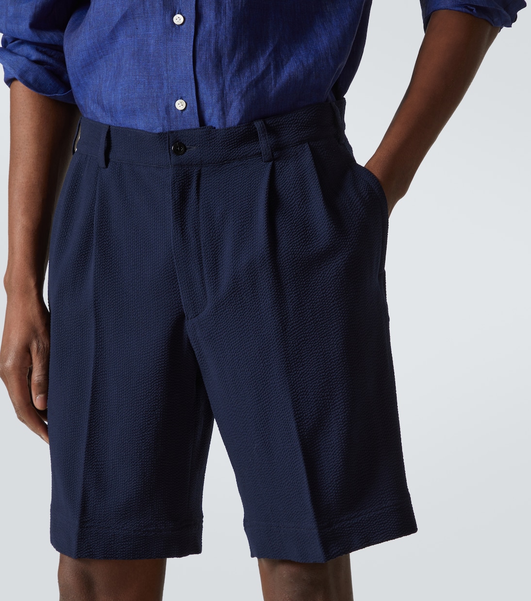 Shorts in seersucker di lana | Rubinacci