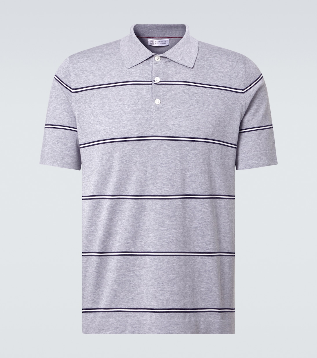 Polo in cotone a righe | Brunello Cucinelli