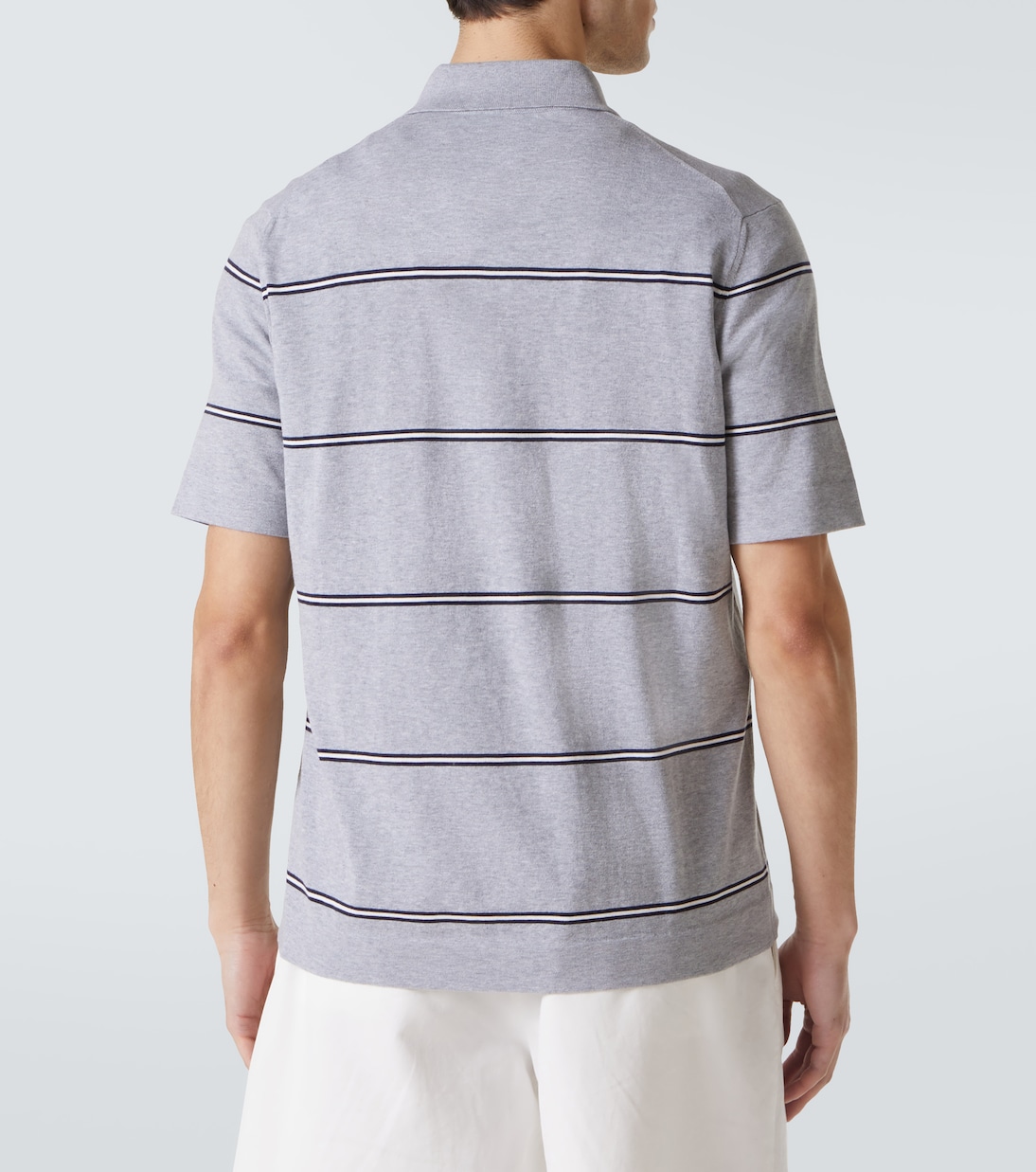 Polo in cotone a righe | Brunello Cucinelli