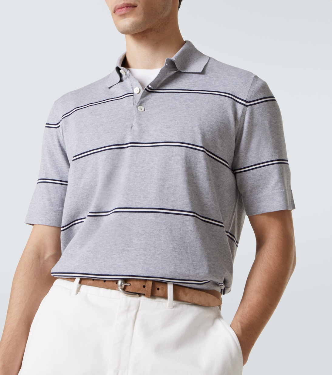 Polo in cotone a righe | Brunello Cucinelli