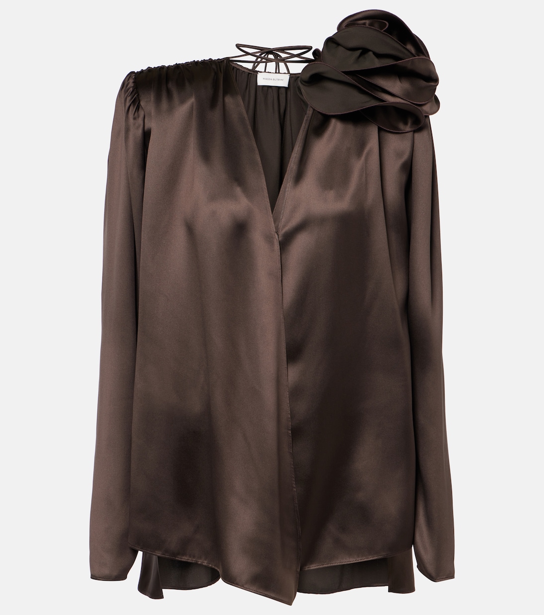 Blusa in raso di misto seta con applicazione floreale | Magda Butrym