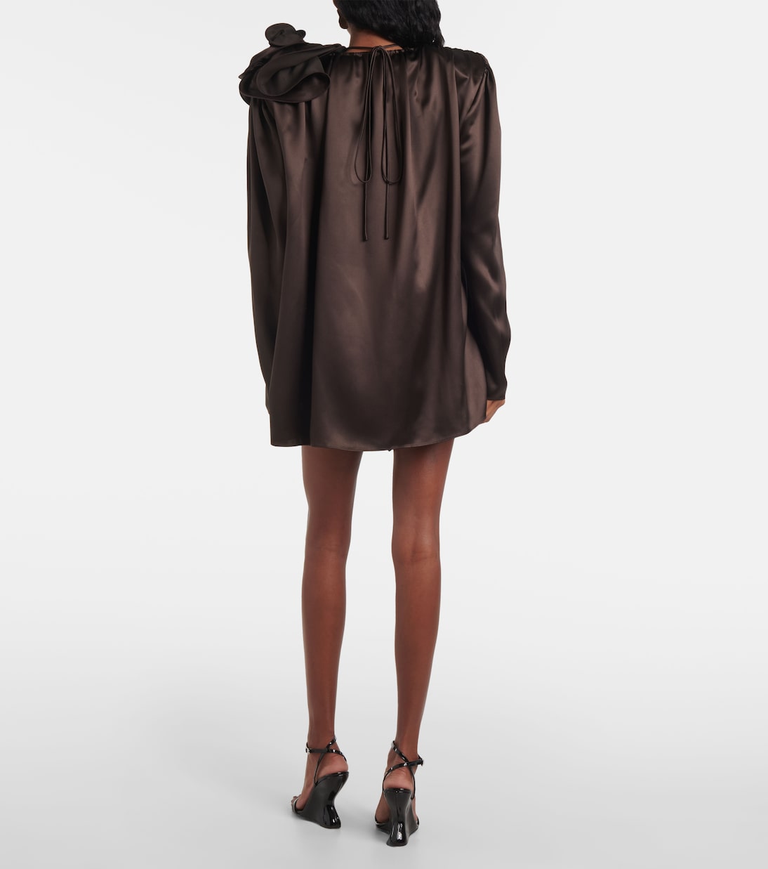 Blusa in raso di misto seta con applicazione floreale | Magda Butrym