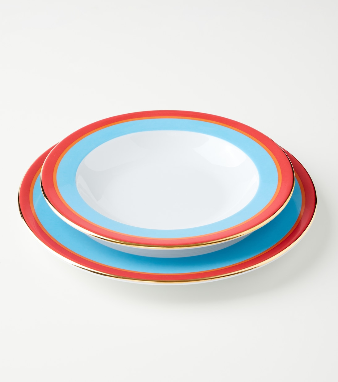 Rainbow Azzuro porcelain soup and dinner plate set | La DoubleJ