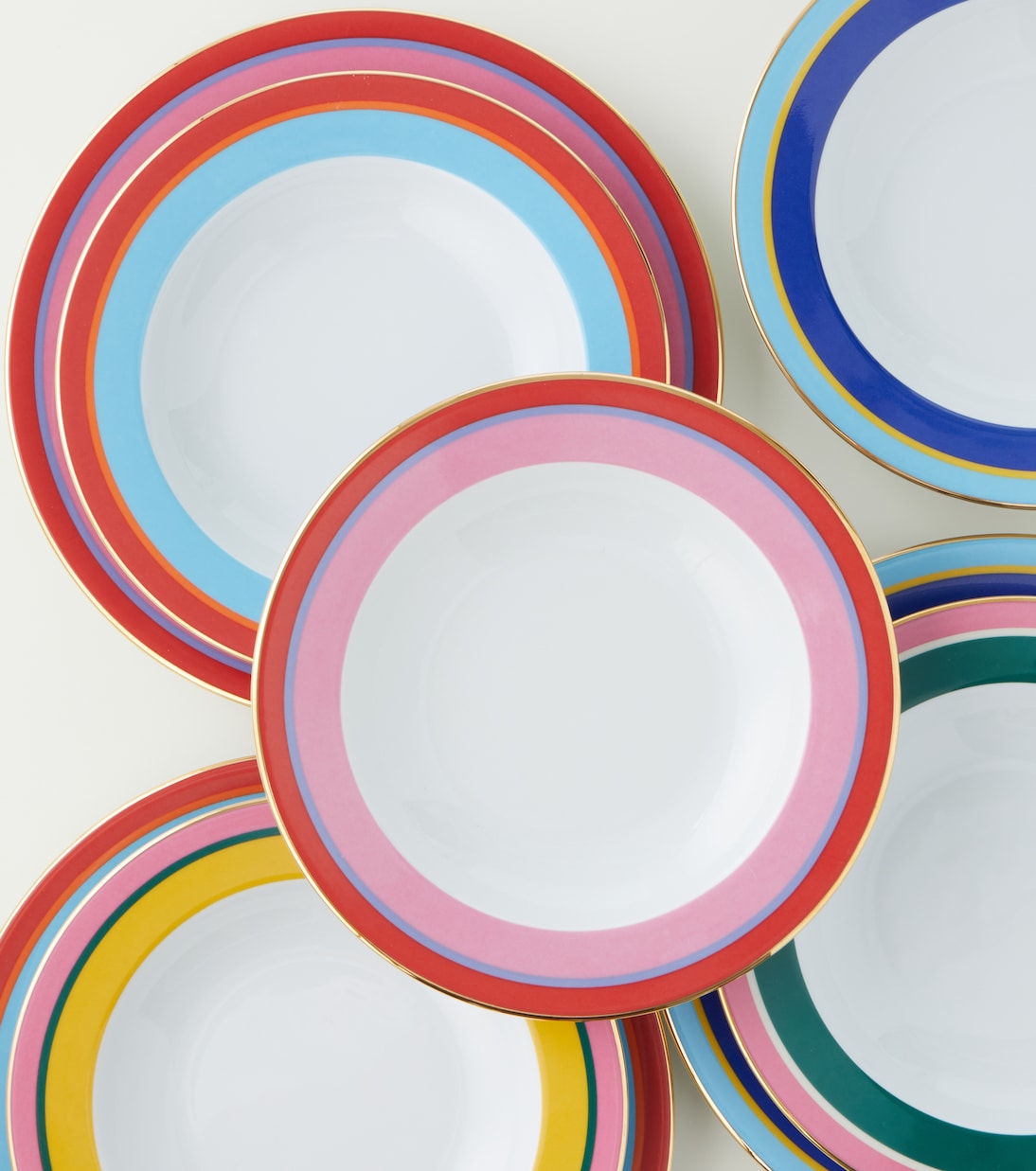 Rainbow Azzuro porcelain soup and dinner plate set | La DoubleJ