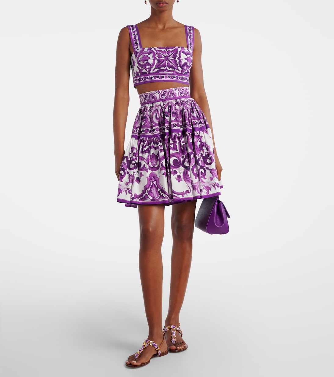 Mini-jupe Majolica en coton | Dolce&Gabbana