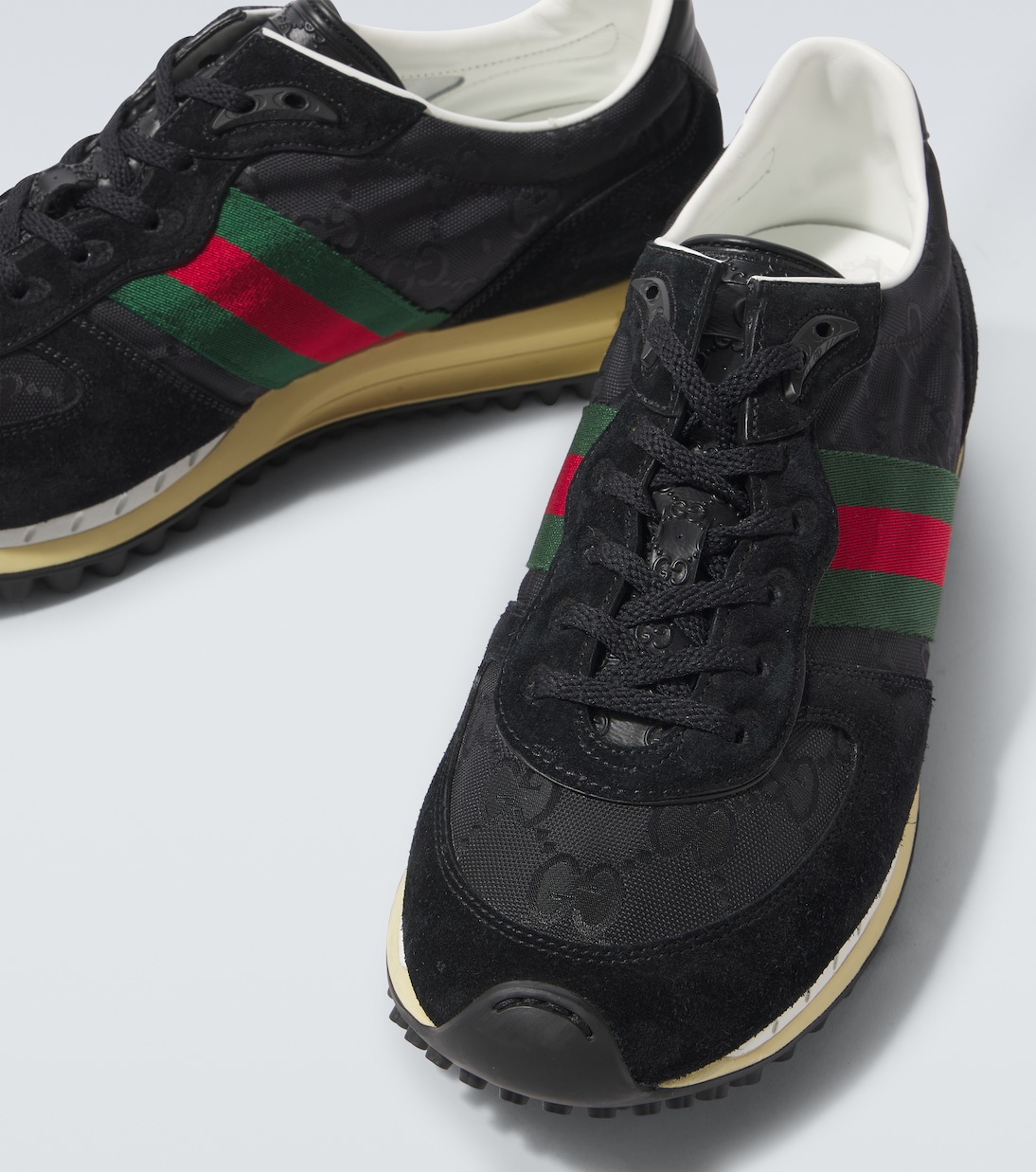 Re-Motion Web Stripe suede-trimmed sneakers | Gucci