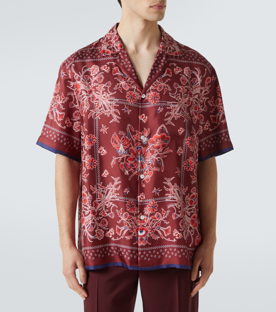 Camisa bowling de seda estampada | Gucci