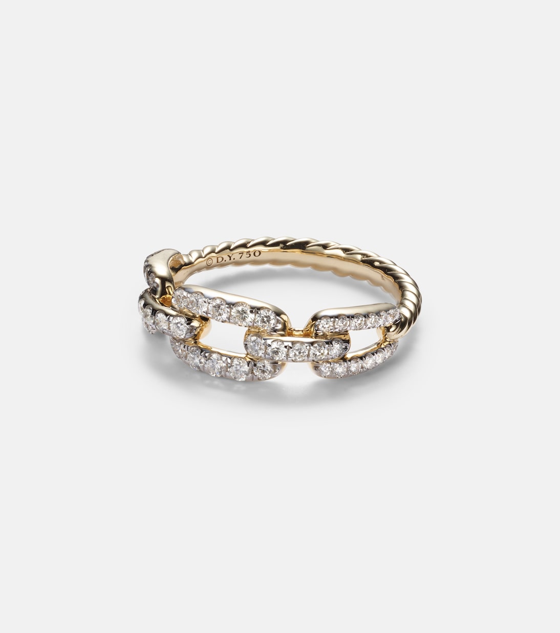Stax Chain Link 18kt gold ring with diamonds | David Yurman