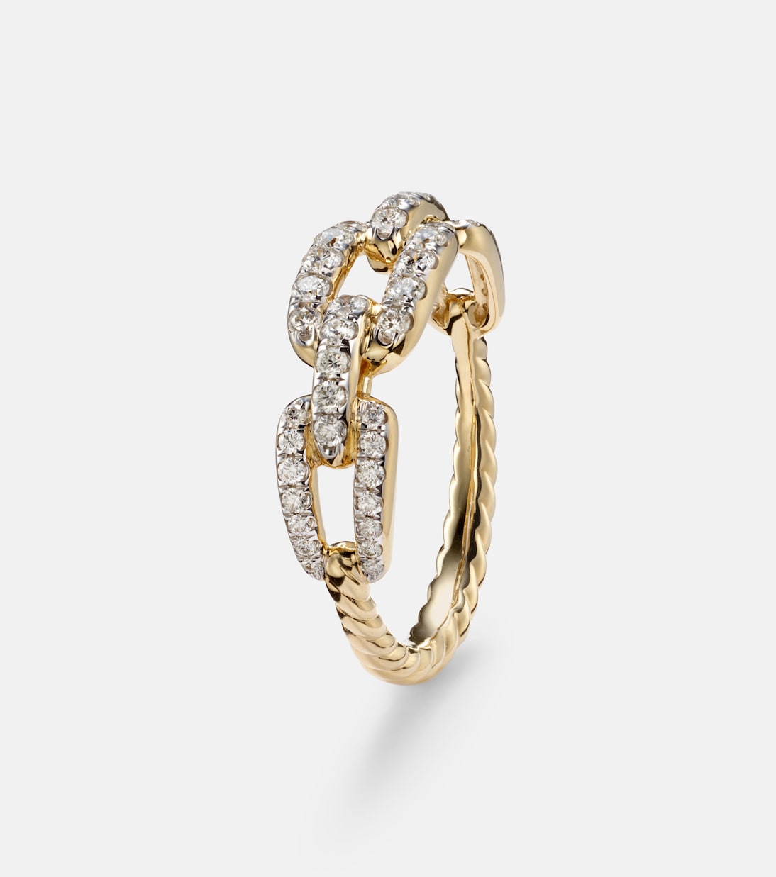 Stax Chain Link 18kt gold ring with diamonds | David Yurman