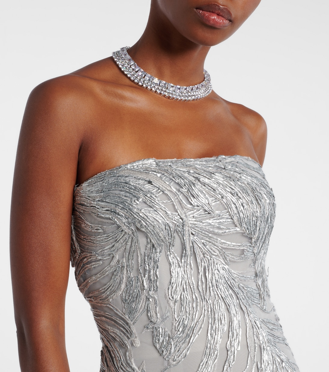 Embroidered silk tulle gown | Monique Lhuillier