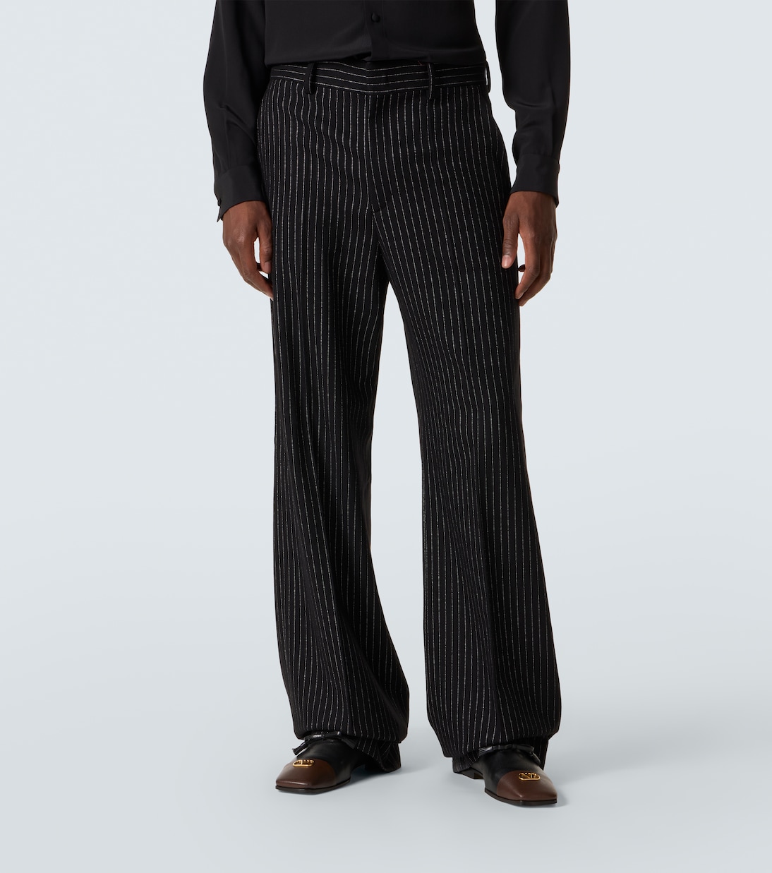 Pinstripe wool and silk straight pants | Valentino