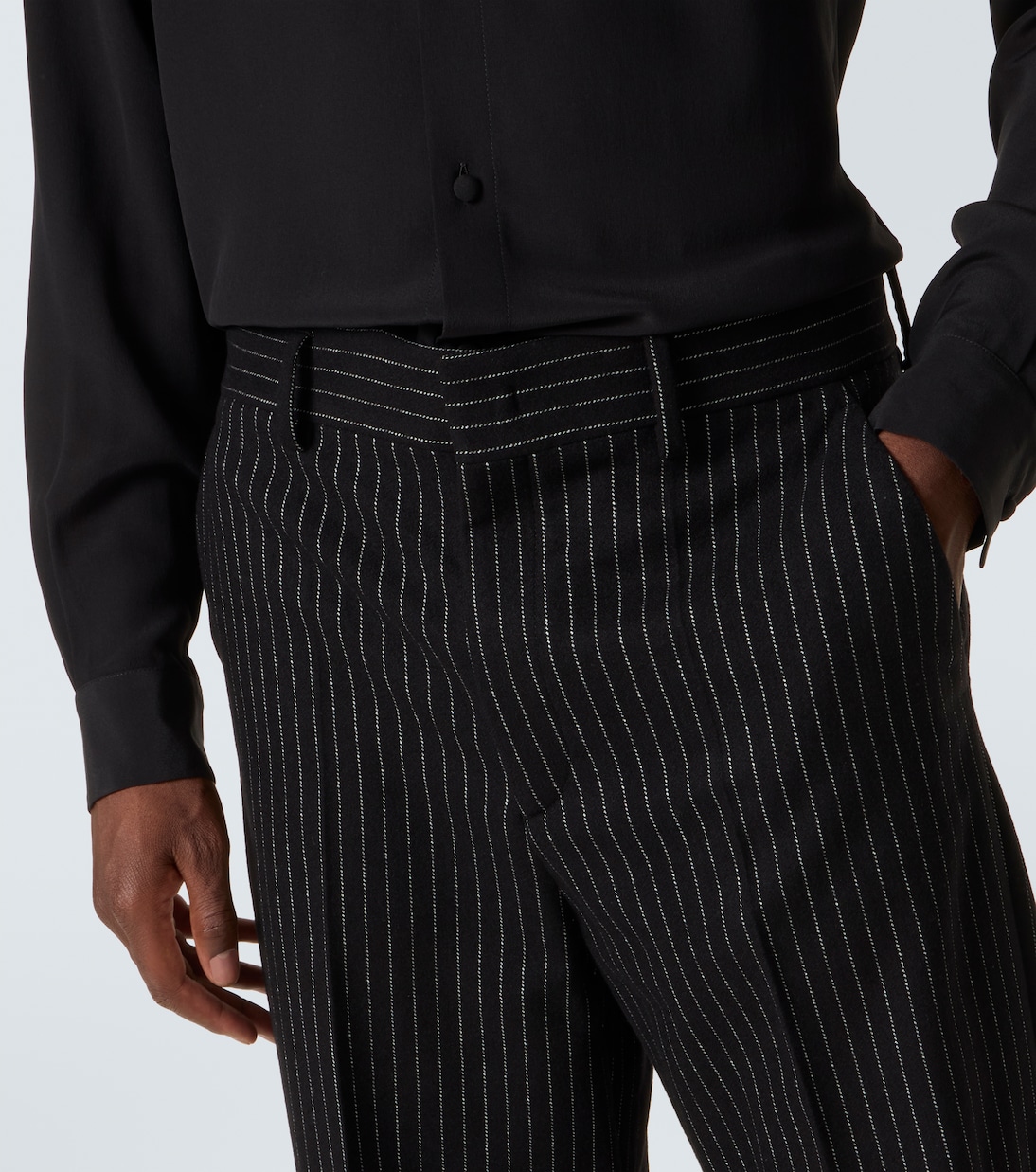 Pinstripe wool and silk straight pants | Valentino