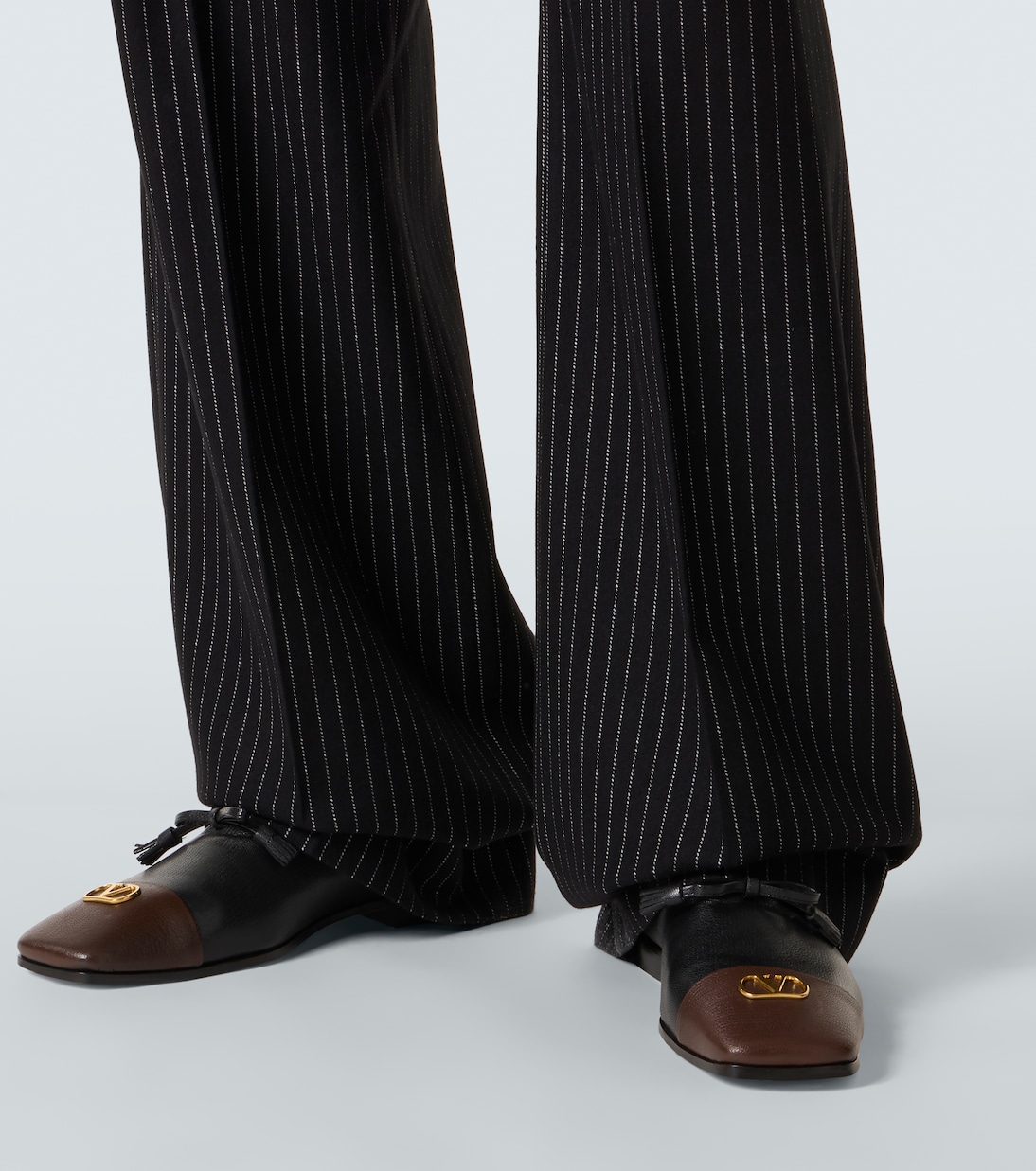 Pinstripe wool and silk straight pants | Valentino
