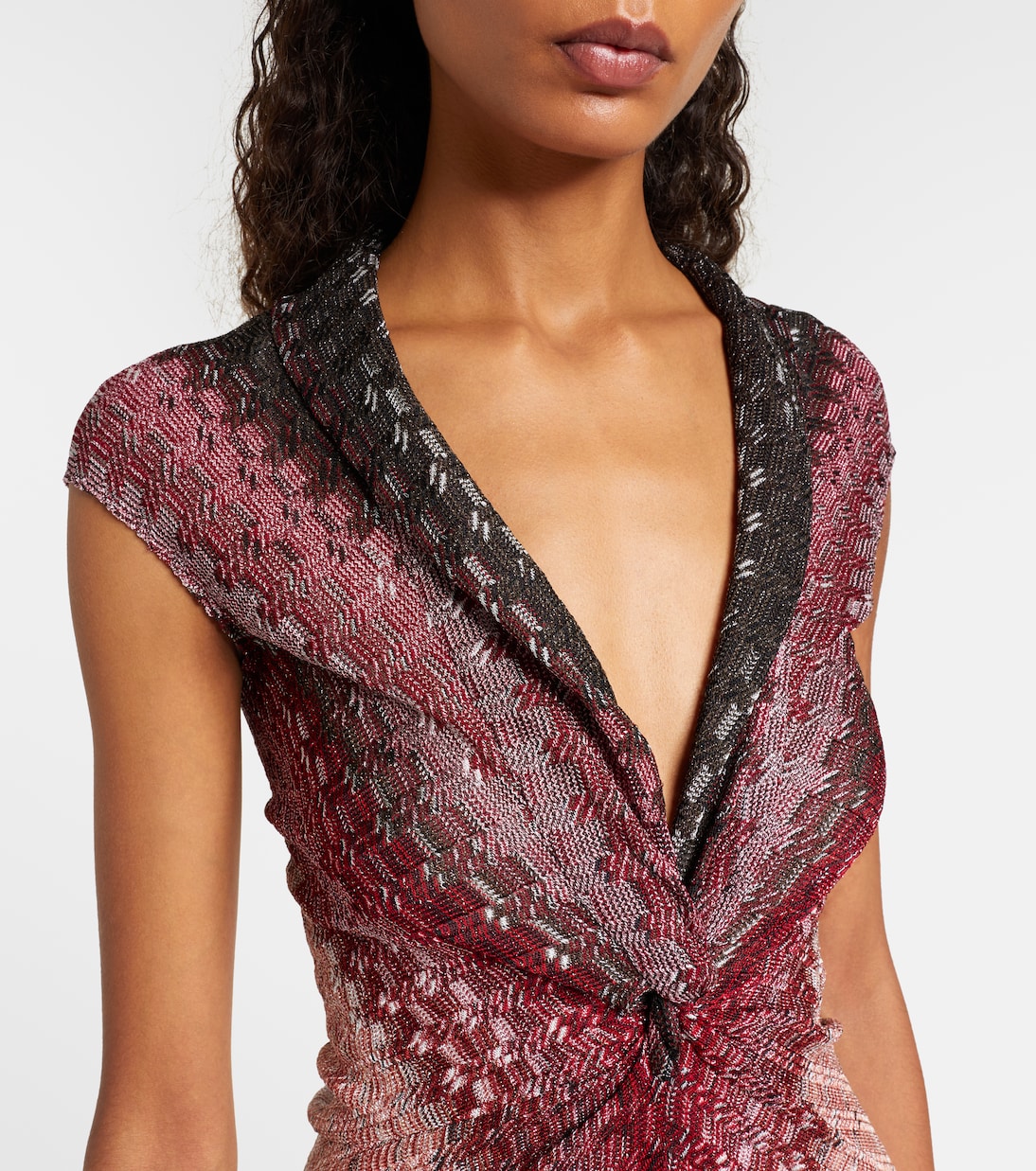 Zigzag jacquard lamé midi dress | Missoni