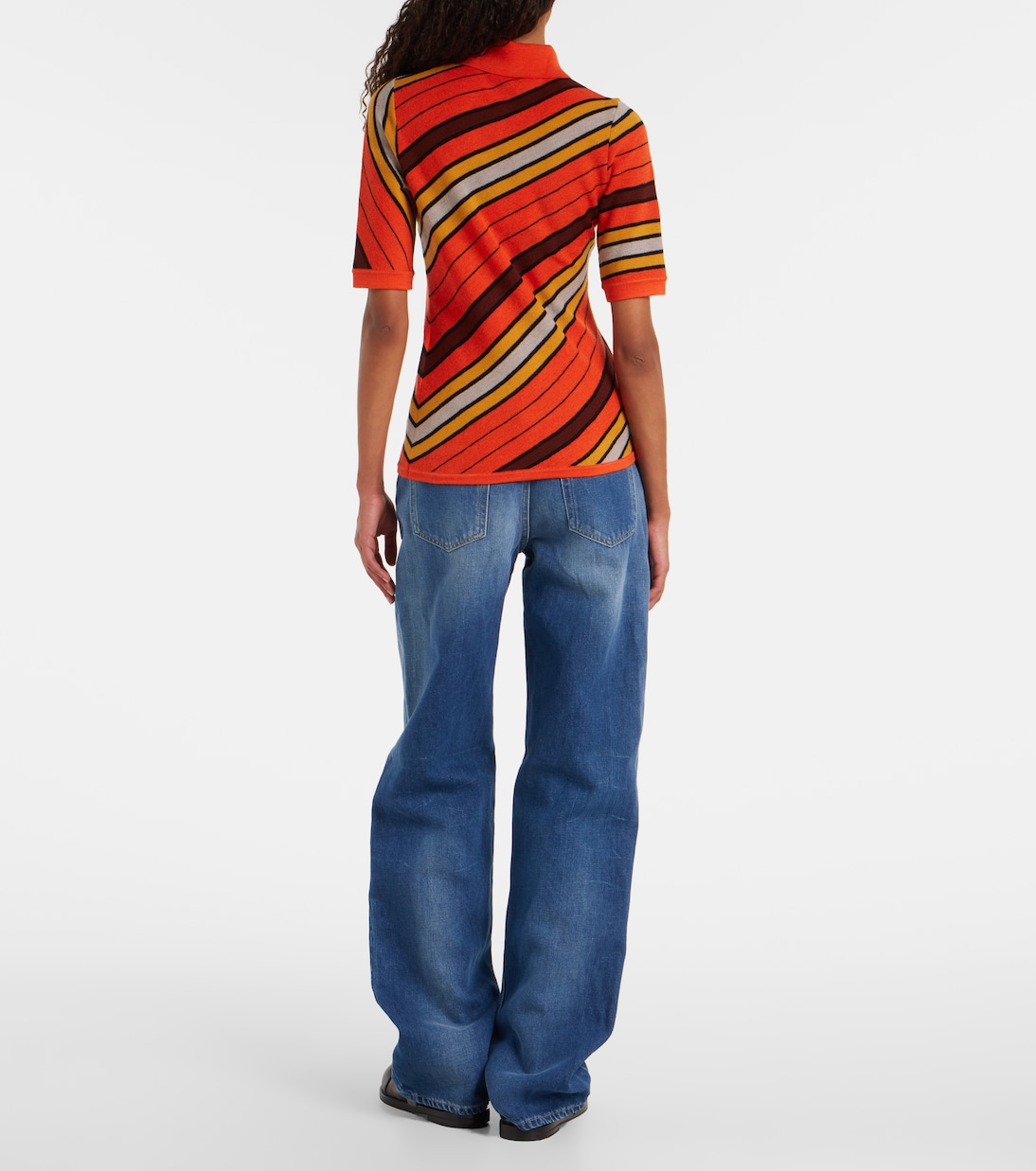 Ribbed-knit striped wool polo shirt | Acne Studios