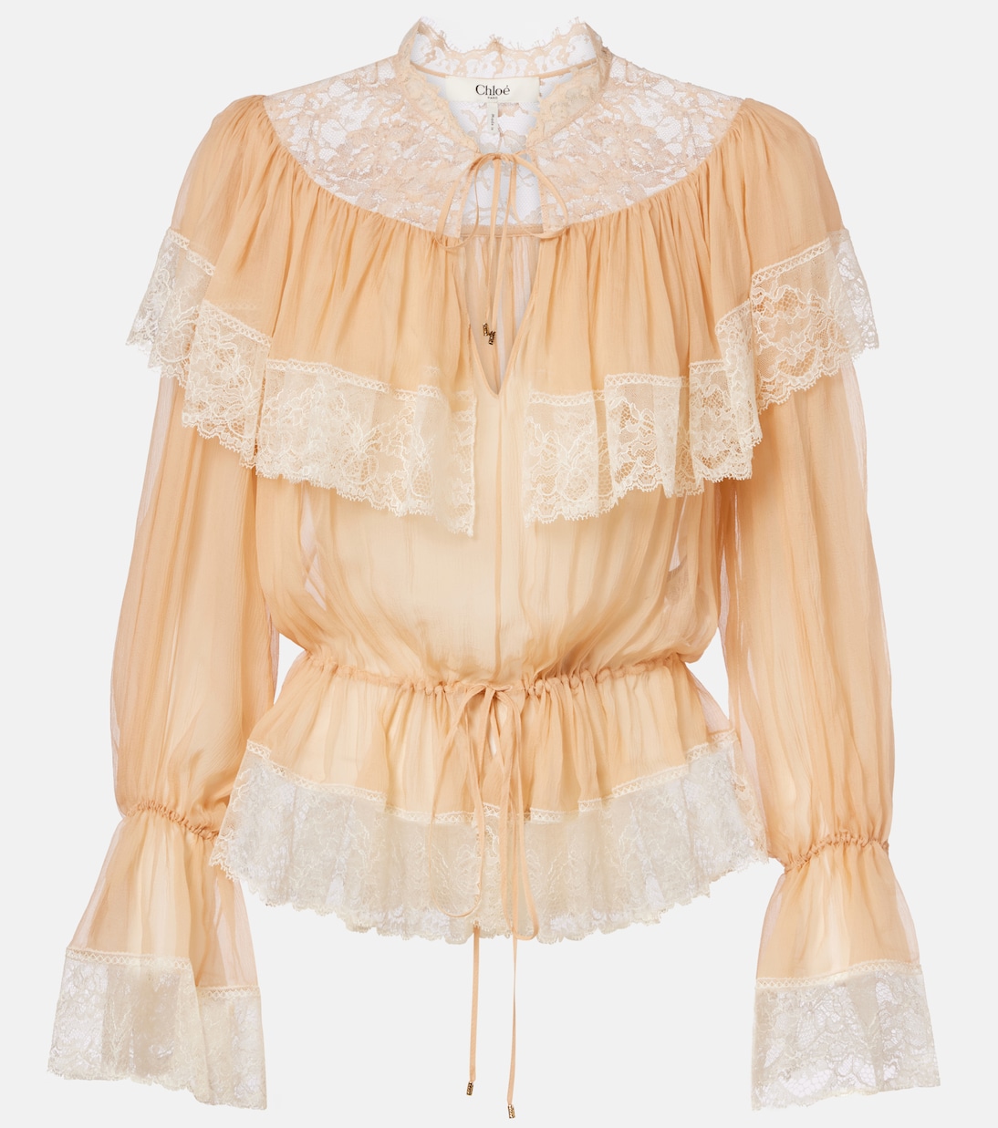 Lace-trimmed silk blouse | Chloé