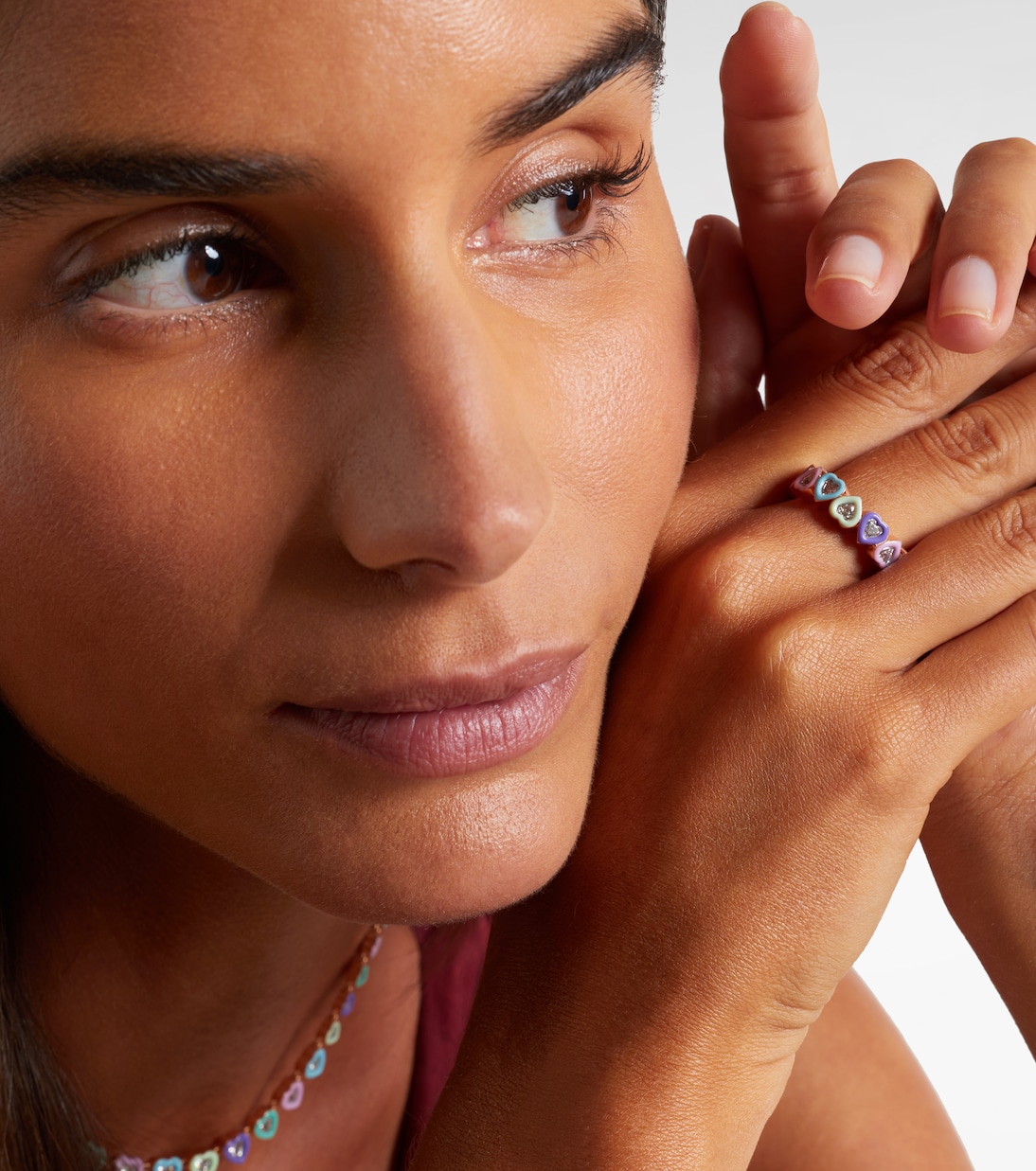 18kt rose gold ring with diamonds and enamel | Kamyen