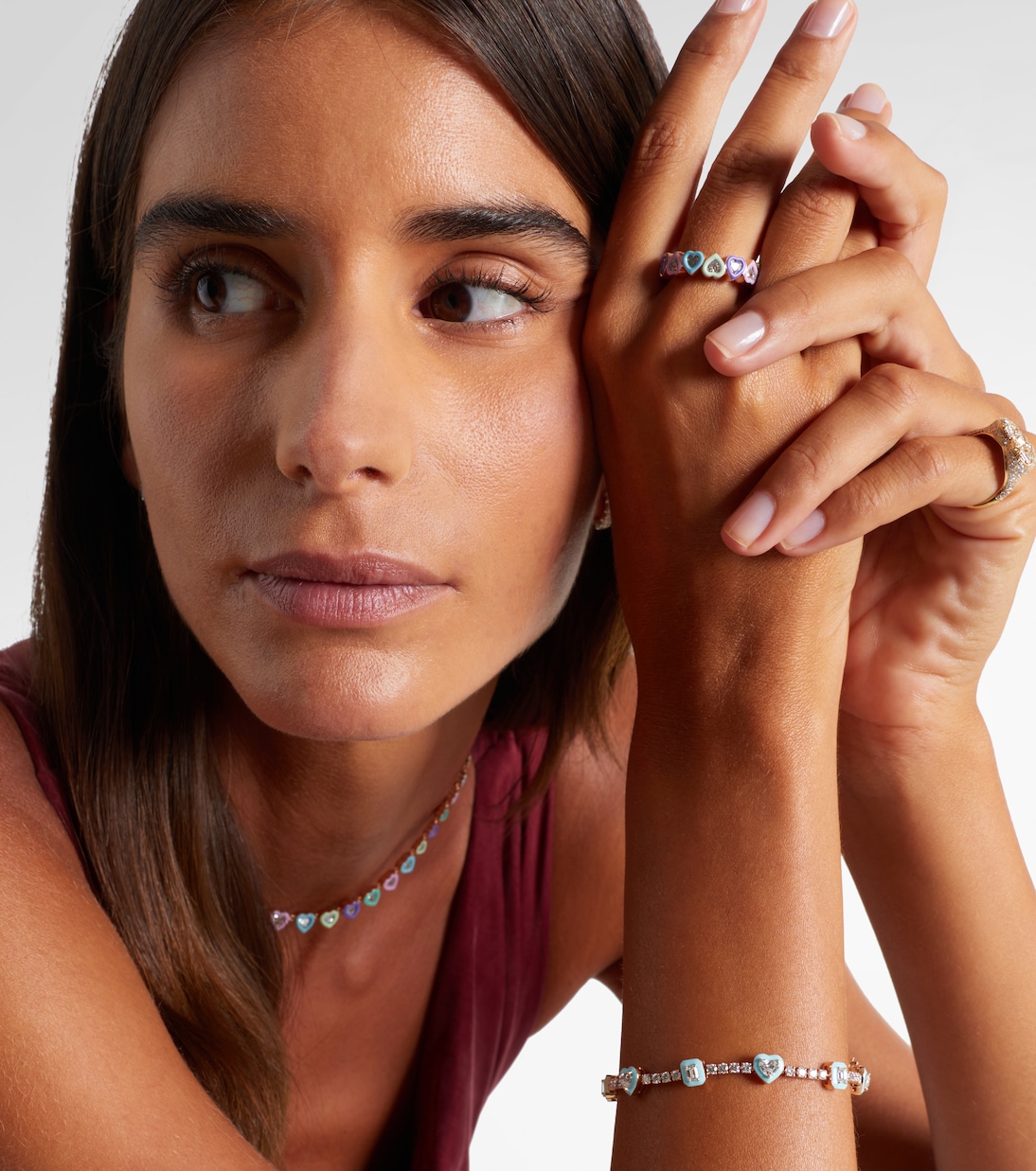 18kt rose gold ring with diamonds and enamel | Kamyen