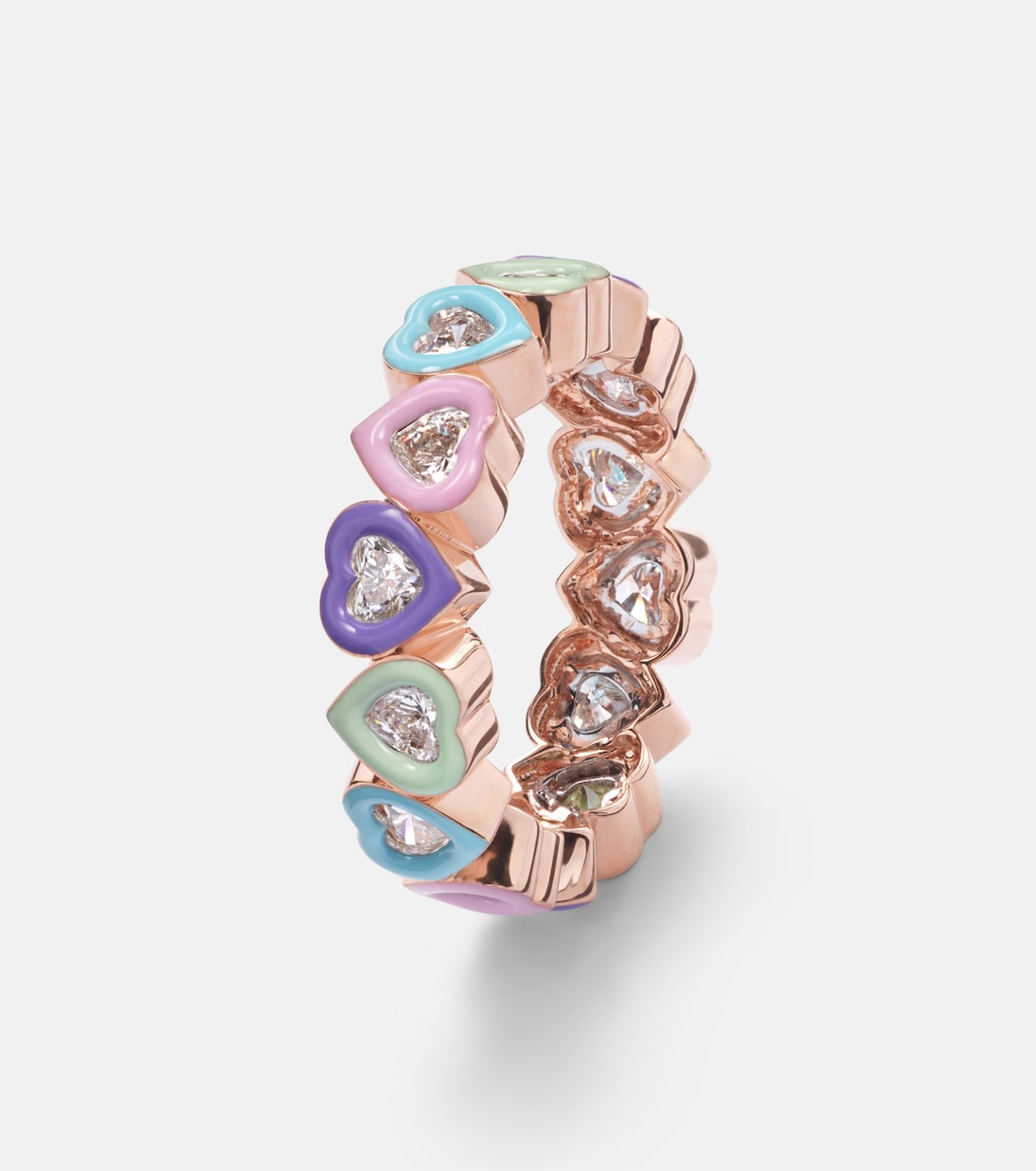 18kt rose gold ring with diamonds and enamel | Kamyen