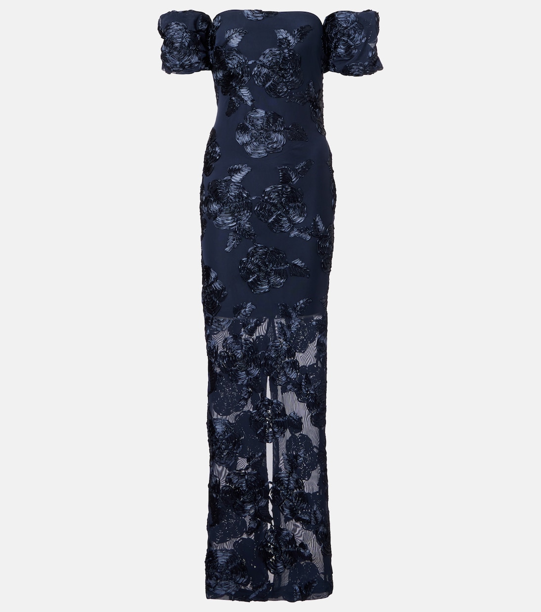 Floral-appliqué mesh gown | Rotate