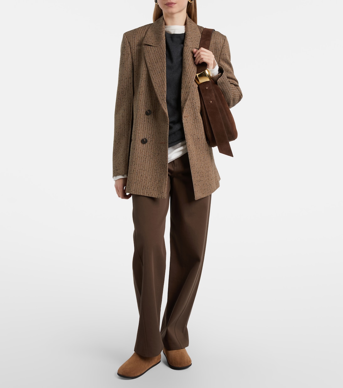 Big Bootie shearling-trimmed suede slip-on shoes | Christen