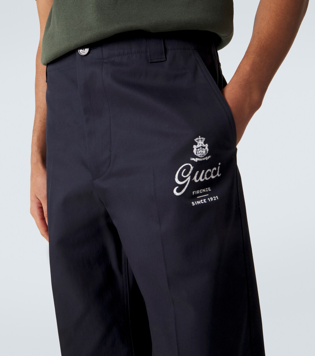 Printed cotton twill straight pants | Gucci