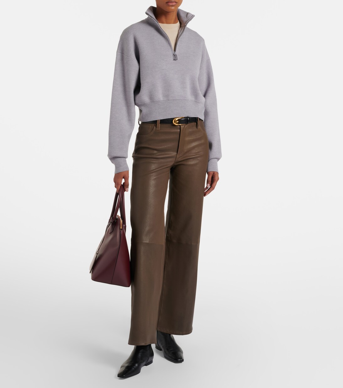 Le Slim Palazzo leather wide-leg pants | Frame