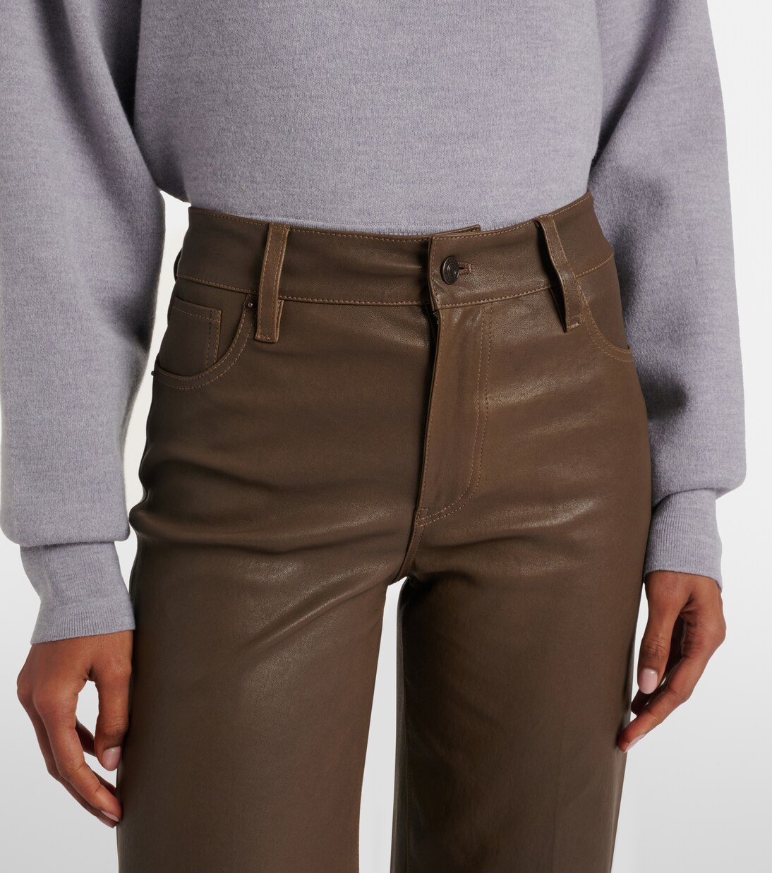 Le Slim Palazzo leather wide-leg pants | Frame