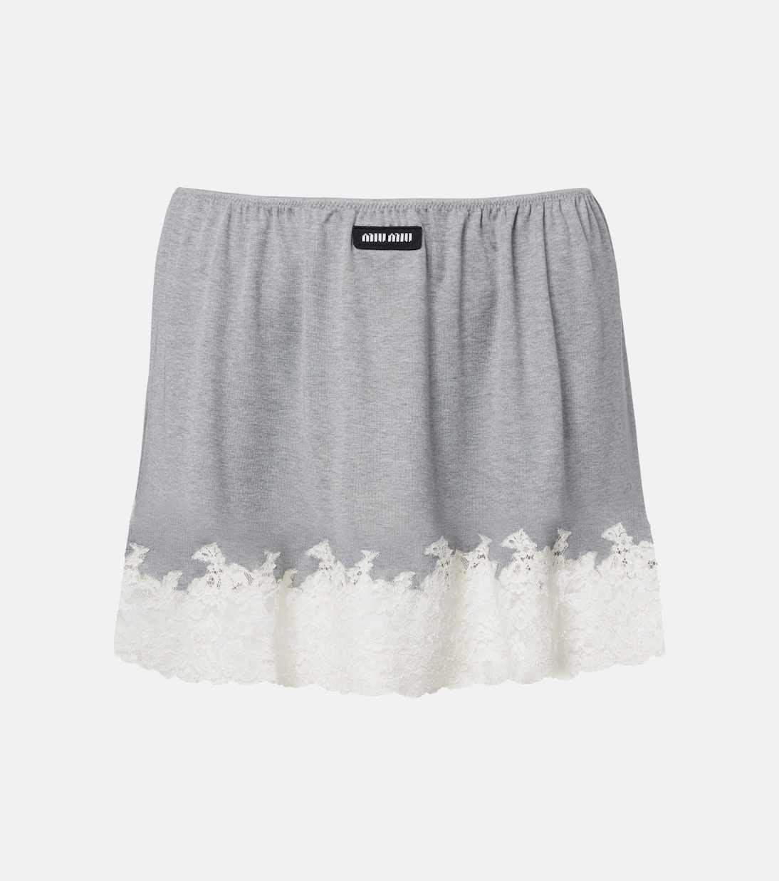 Lace-trimmed silk miniskirt | Miu Miu