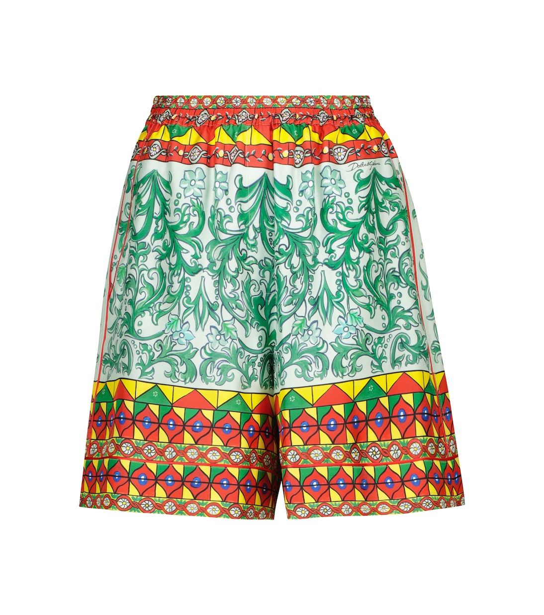 Shorts in faille di seta con stampa | Dolce&Gabbana