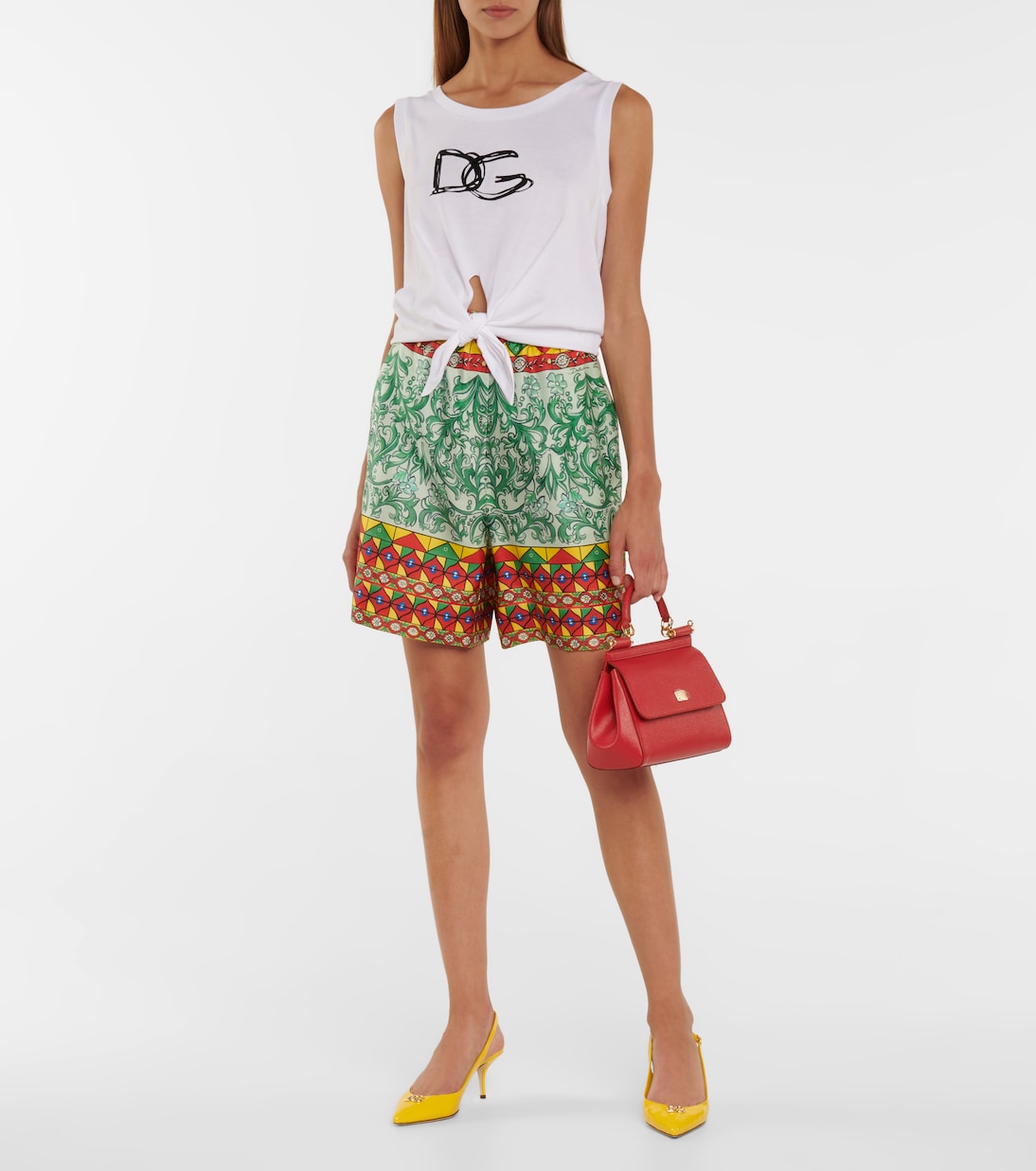 Shorts in faille di seta con stampa | Dolce&Gabbana
