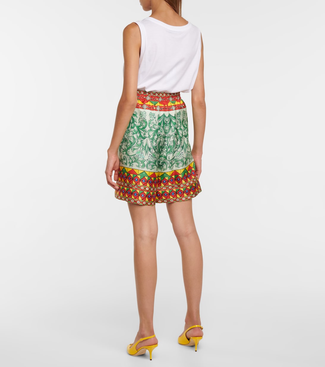 Shorts in faille di seta con stampa | Dolce&Gabbana