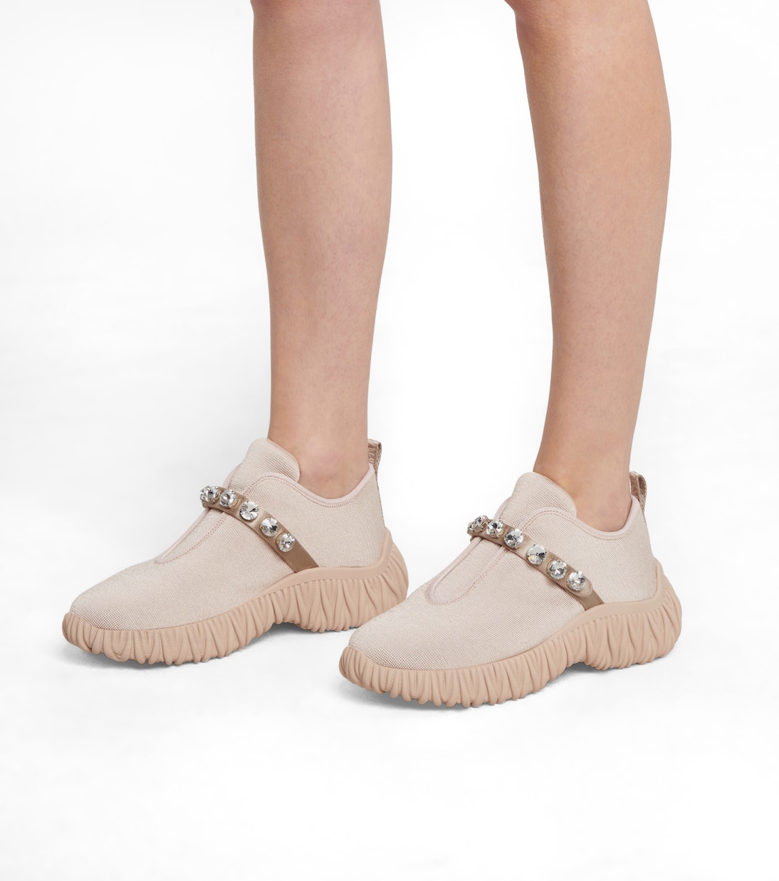 Slip-on in maglia con cristalli | Miu Miu