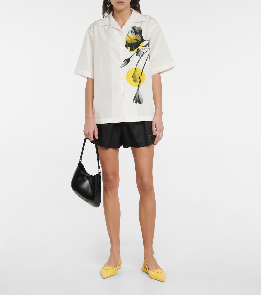 Chemise en coton à fleurs | Prada