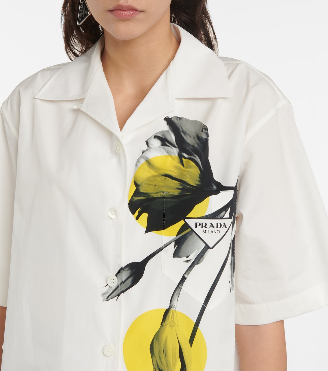 Chemise en coton à fleurs | Prada