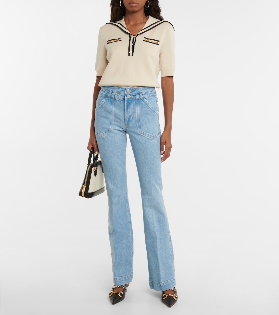 Double Button Flare high-rise jeans | Frame