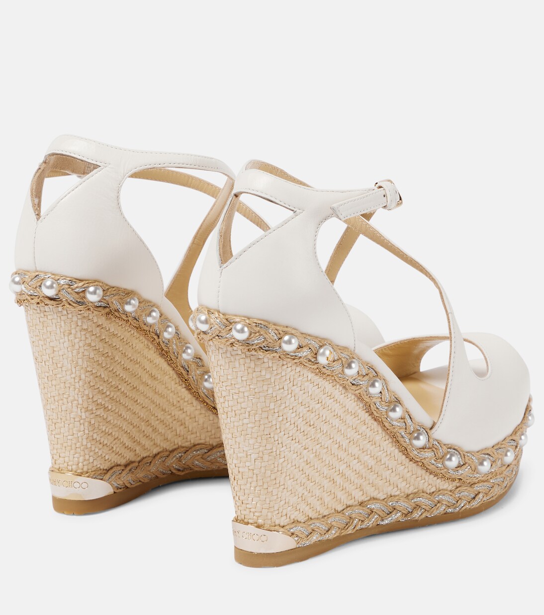 Dakota 120 leather espadrille wedges in white Jimmy Choo Mytheresa
