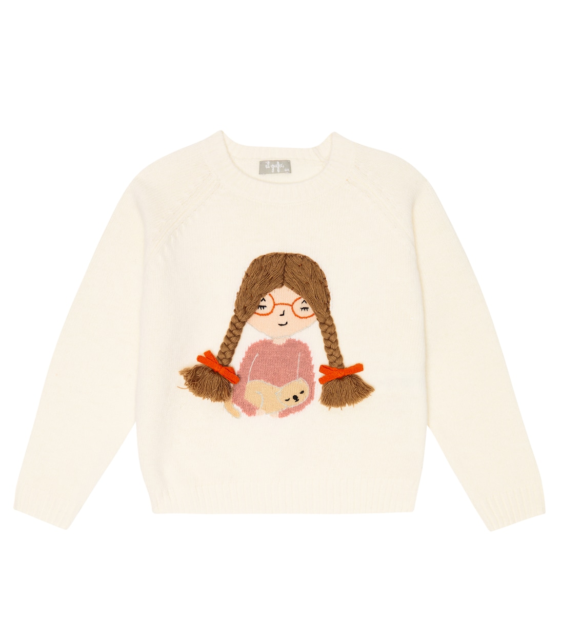 Pullover in lana vergine con ricamo | Il Gufo