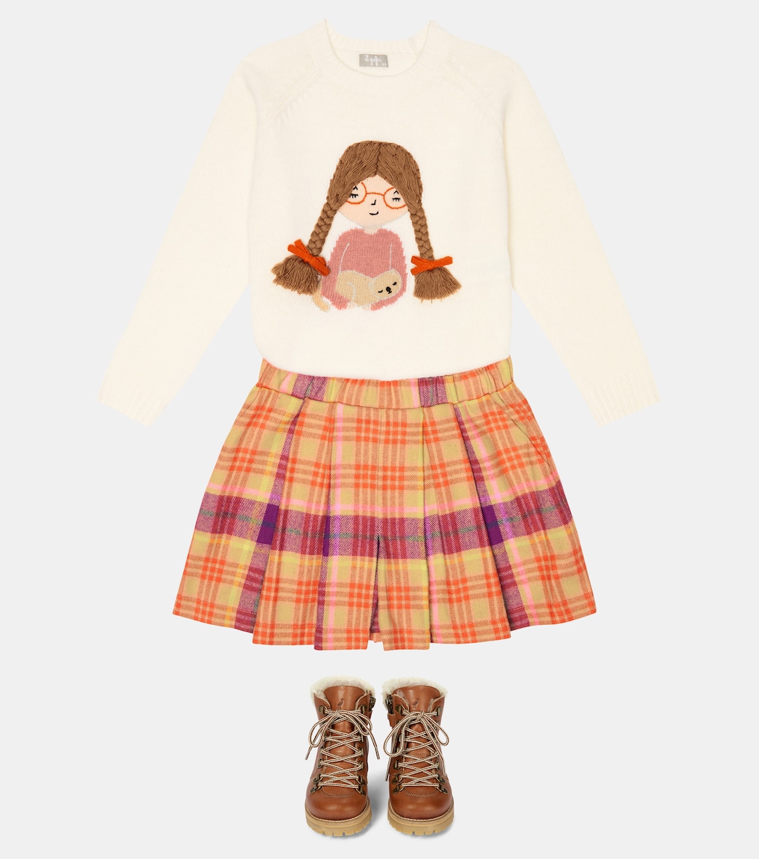 Pullover in lana vergine con ricamo | Il Gufo