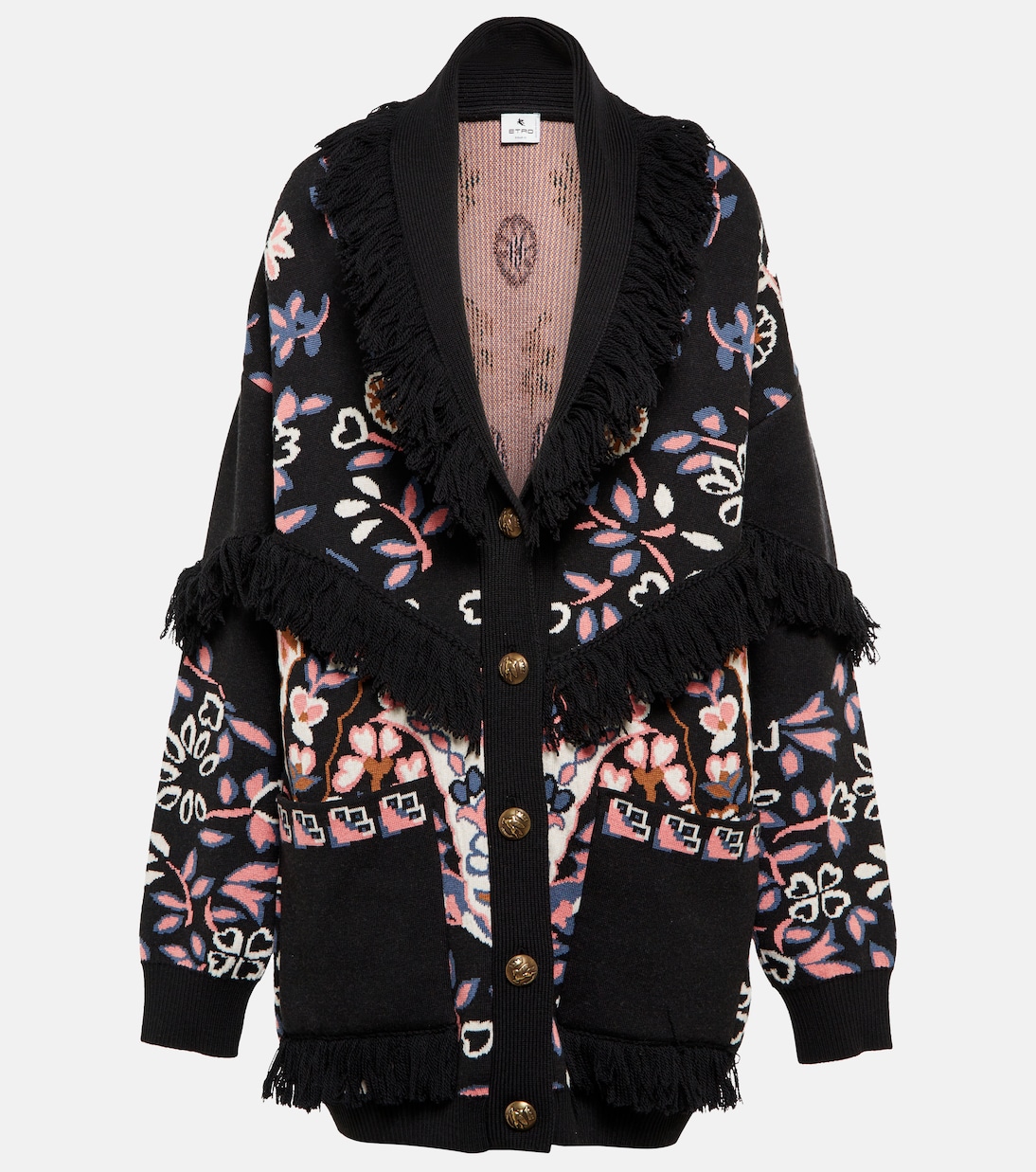 Fringed floral wool cardigan | Etro