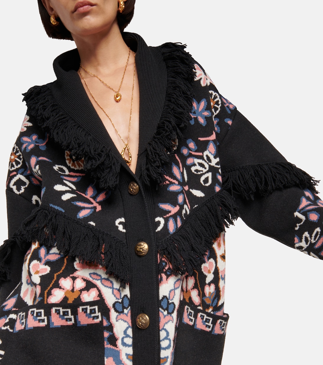 Fringed floral wool cardigan | Etro