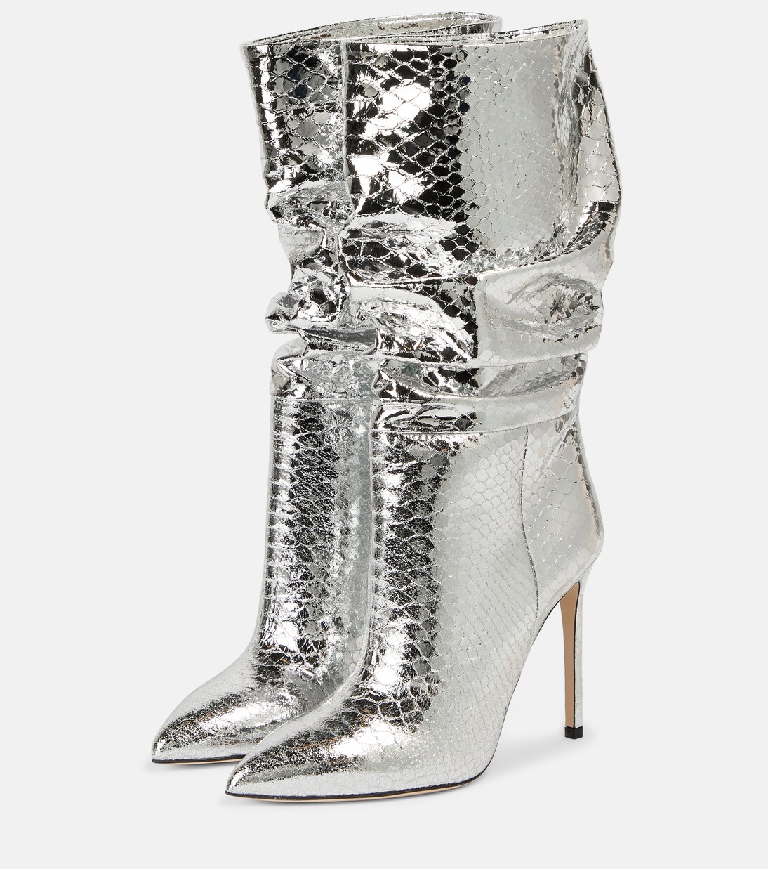 Slouchy python-effect leather boots | Paris Texas