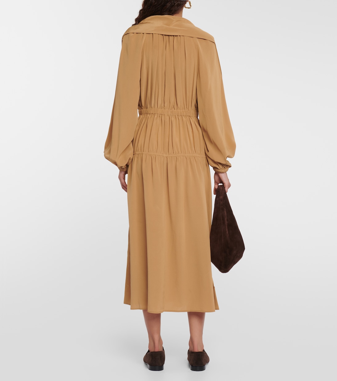 Dryden silk crêpe de soie midi dress | Joseph