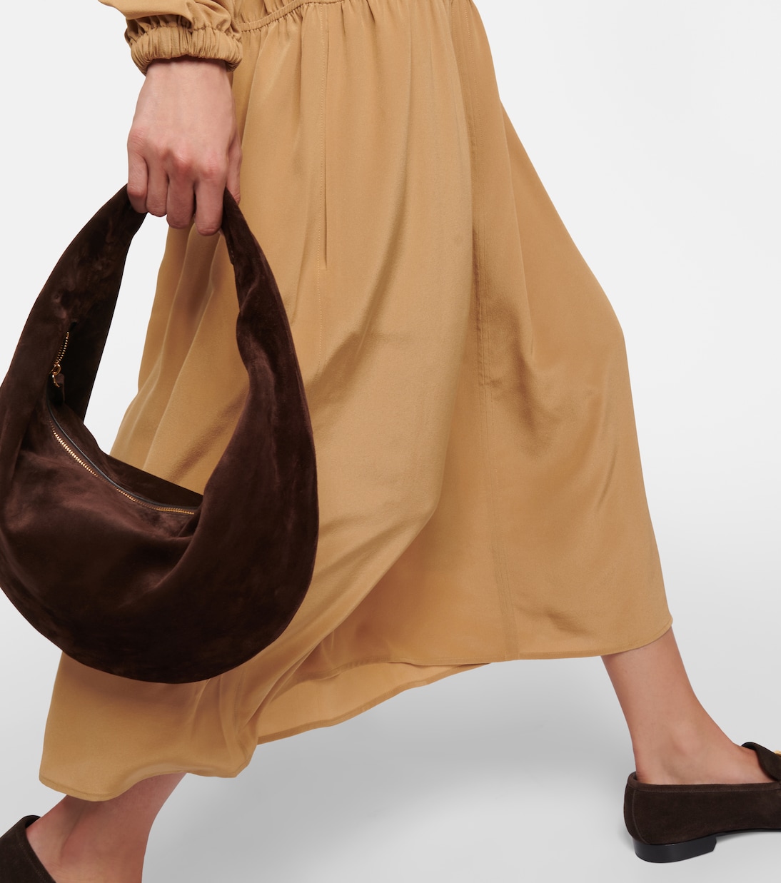 Dryden silk crêpe de soie midi dress | Joseph
