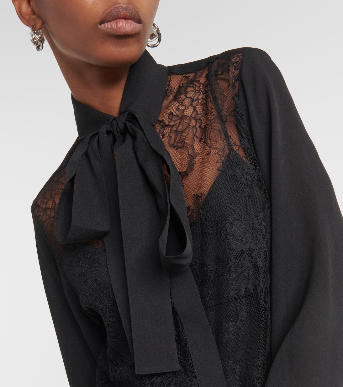 Blusa in misto seta con pizzo | Elie Saab