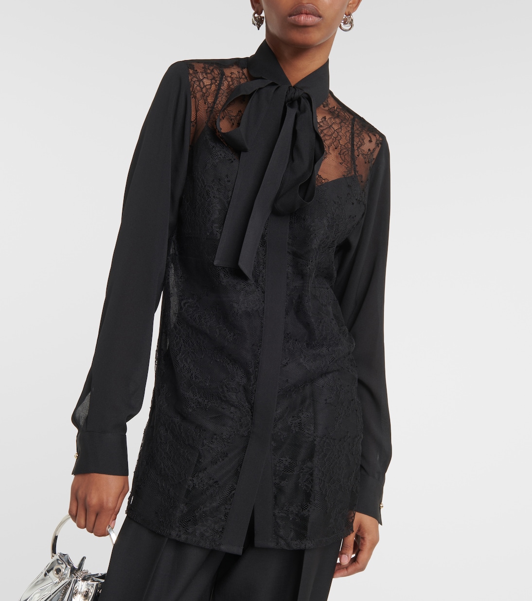 Blusa in misto seta con pizzo | Elie Saab