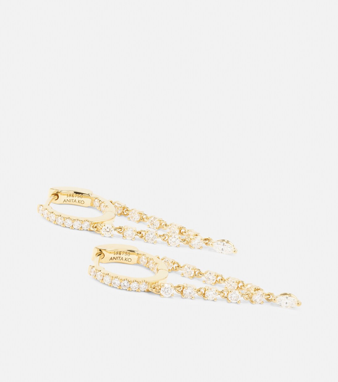 Orecchini a cerchio in oro 18kt con diamanti - Collezione Sienna di Anita Ko per giovani