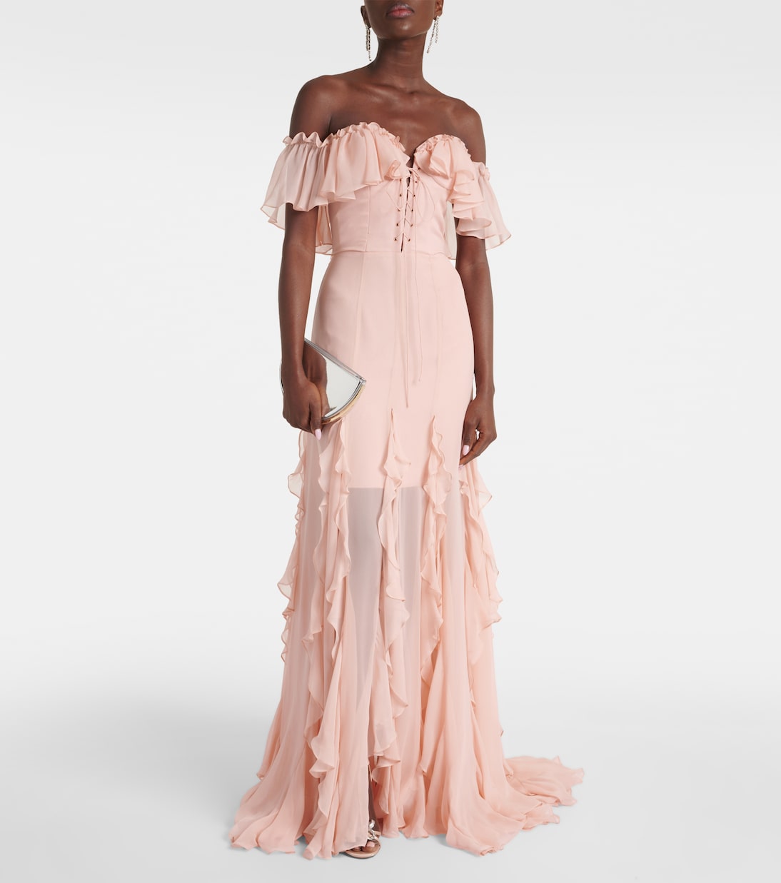 Off-Shoulder-Robe Galiya aus Seiden-Georgette | Costarellos